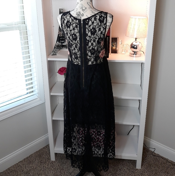 Free People Black Sheer Lace Dress - Picture 3 of 7